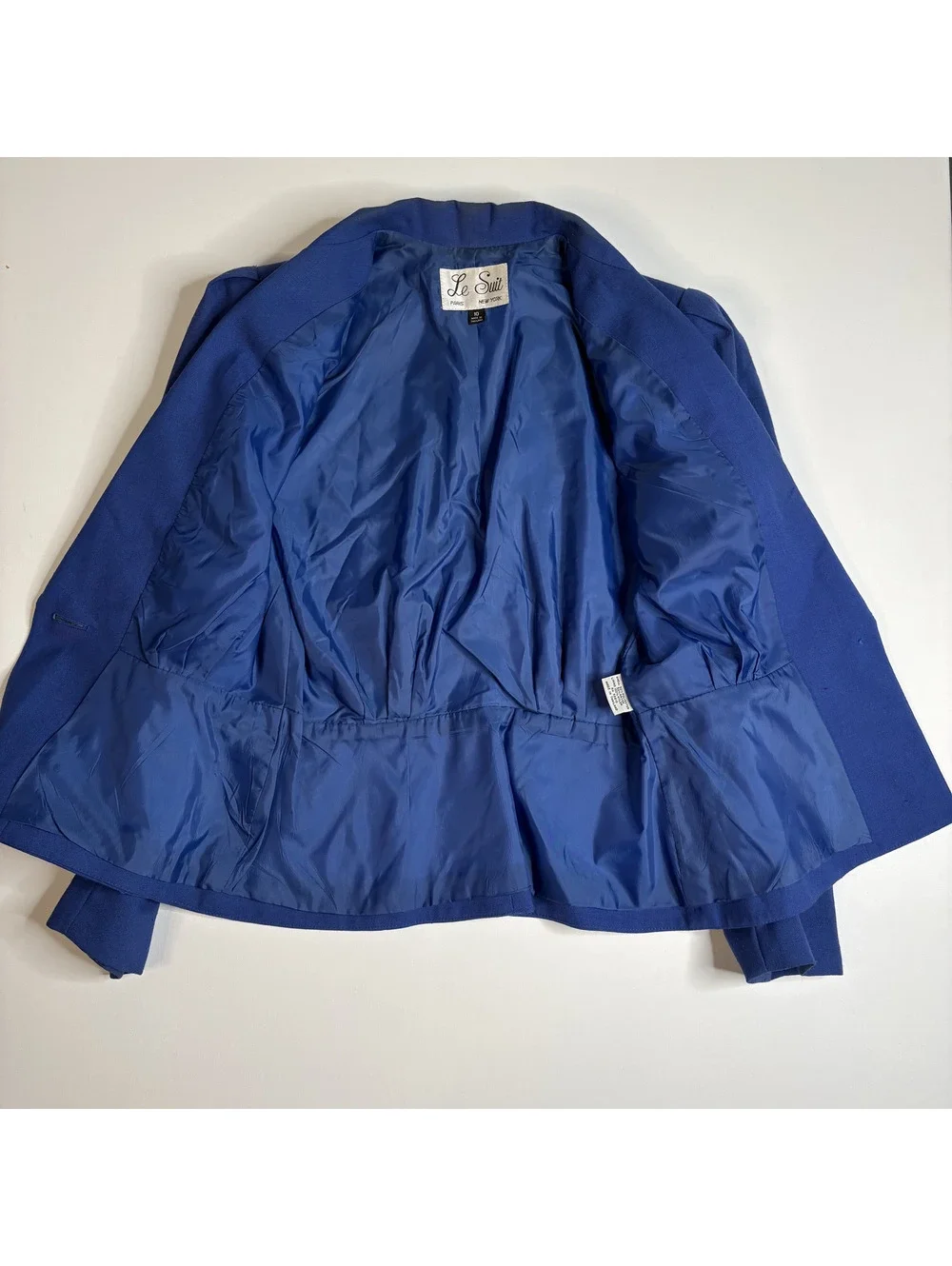 Vintage Le Suit Royal Blue Skirt Suit Set Blazer Midi Skirt